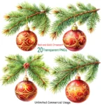 Art Joy Print Red and Gold Ornament Clipart