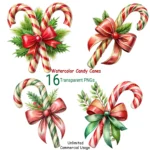 Art Joy Print Watercolor Candy Canes Clipart