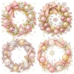 Art Joy Print Pink Glittery Sparkling Christmas Wreath Clipart