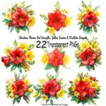 Art Joy Print Christmas Flowers Red Amaryllis