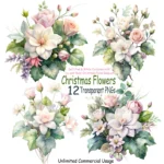 Art Joy Print Soft Cyclamen Christmas Floral Bouquet Clipart