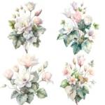 Art Joy Print Soft Cyclamen Christmas Floral Bouquet Clipart