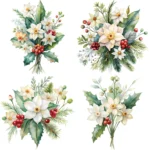 ArtJoyPrint Christmas Flower White Narcissus Clipart