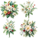 Art Joy Print Christmas Flower White Narcissus Clipart