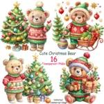 Art Joy Print Cute Christmas Bear Clipart