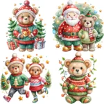 Art Joy Print Cute Christmas Bear Clipart