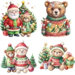 ArtJoyPrint Cute Christmas Bear Clipart