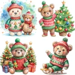Art Joy Print Cute Christmas Bear Clipart