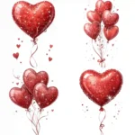 ArtJoyPrint Valentine Metallic Glitter Heart Balloon Clipart