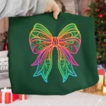 Art Joy Print Studio Neon Christmas Bow Sublimation PNG