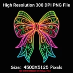 Neon Christmas Bow Sublimation PNG – Bright Festive Holiday Design for T-Shirts, Mugs & Seasonal Crafts Digital Download - Image 7