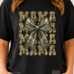 Art Joy Print Fall Mama Camouflage Bow Shirt PNG