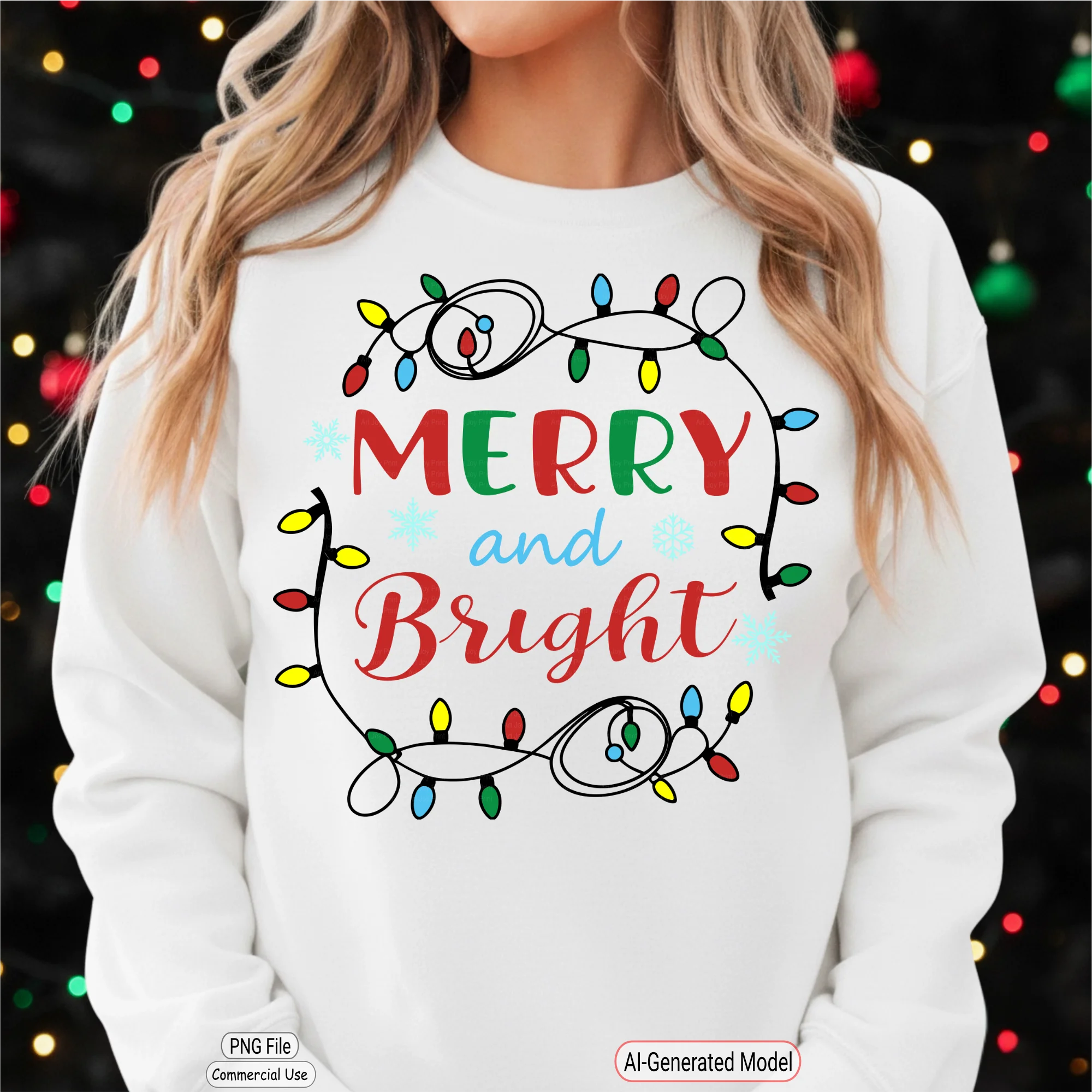 Art Joy Print Studio Christmas Lights Shirt PNG