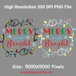 Christmas Lights Shirt PNG – Merry & Bright Festive Design - Digital Download for Cheerful Tees & Seasonal Apparel - Image 9