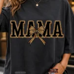 Art Joy Print Studio Mama Leopard Print Bow Shirt PNG