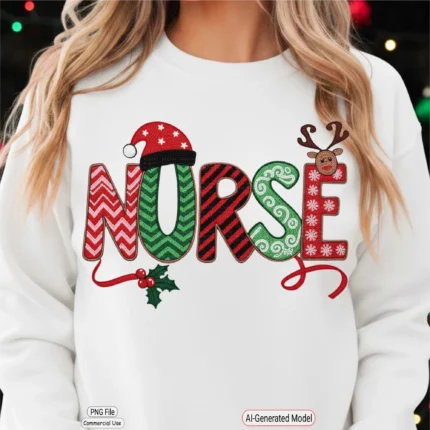 Art Joy Print Studio Crochet Christmas Nurse Shirt PNG