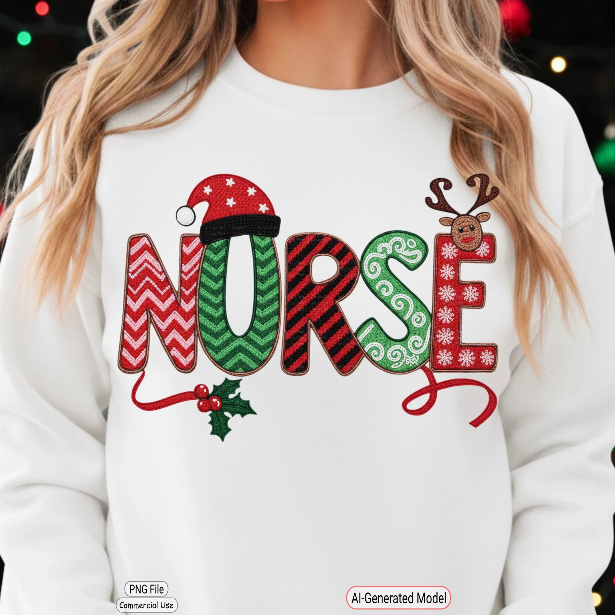 Art Joy Print Studio Crochet Christmas Nurse Shirt PNG