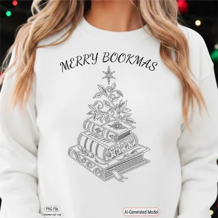 Art Joy Print Studio Merry Bookmas Christmas Tree Shirt PNG