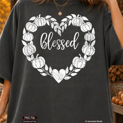 Art Joy Print Blessed Pumpkin Heart Shirt PNG