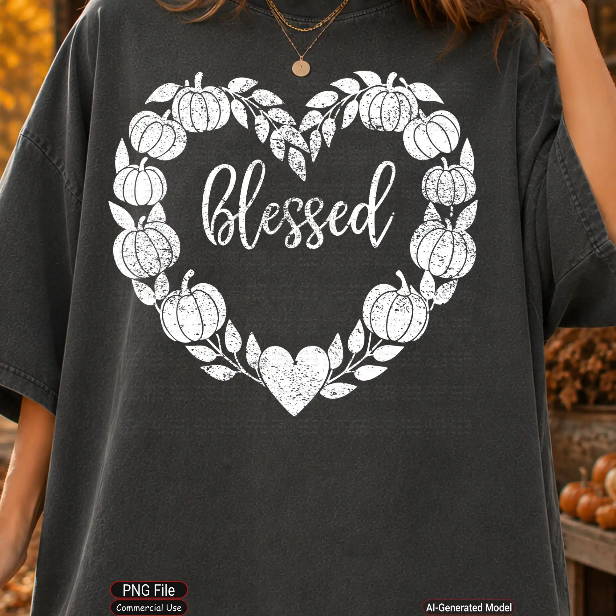 Art Joy Print Blessed Pumpkin Heart Shirt PNG