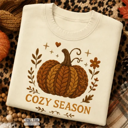 Art Joy Print Cozy Season Latch Hook Yarn Crochet Pumpkin PNG.