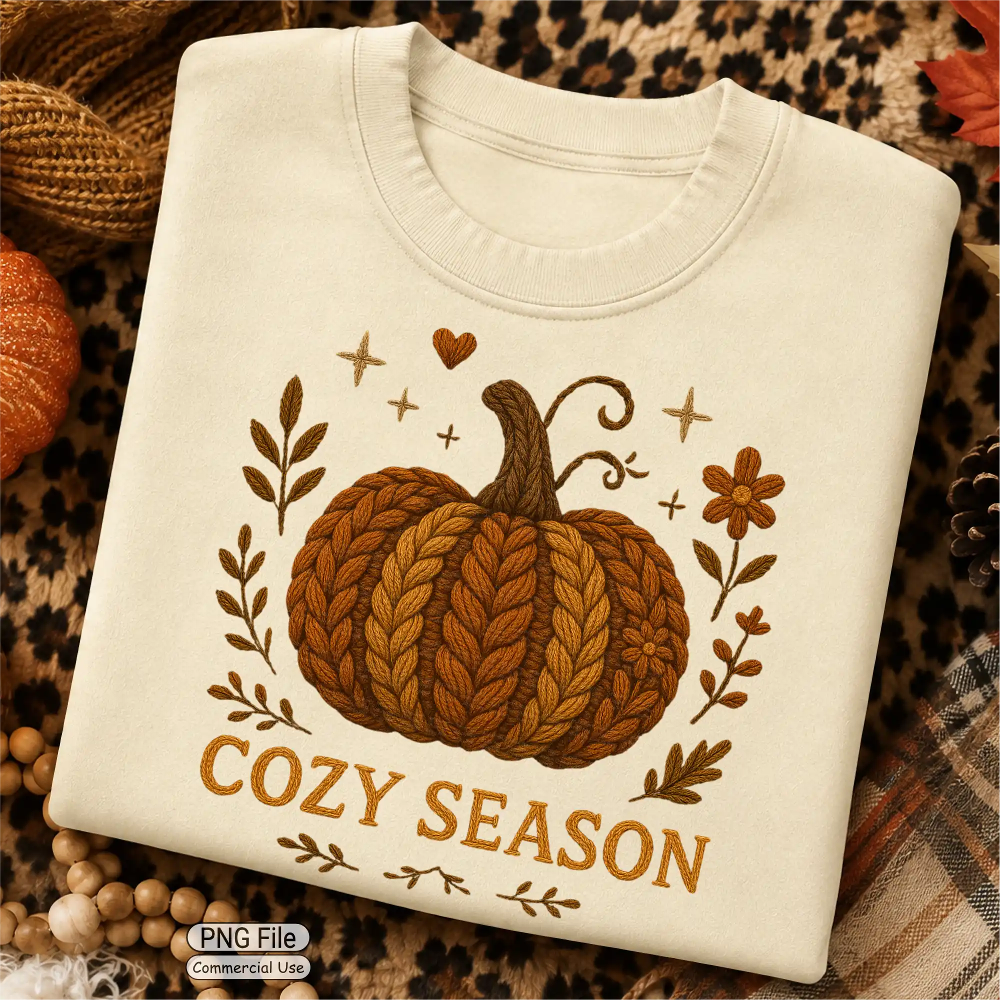Art Joy Print Cozy Season Latch Hook Yarn Crochet Pumpkin PNG.