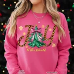 Art Joy Print Joy to the World Leopard Print Christmas Tree PNG