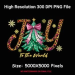 Joy to the World Leopard Print Christmas Tree PNG, Pink Bow Holiday Shirt Sublimation Design, Festive Christmas Shirt PNG, Digital Download - Image 6