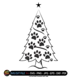 Art Joy Print Pink Dog Paw Christmas Tree SVG