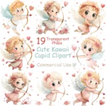 Art Joy Print Colorful Kawaii Cupid Clipart Bundle