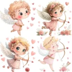 ArtJoyPrint Colorful Kawaii Cupid Clipart Bundle