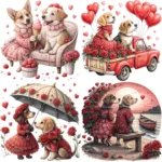 ArtJoyPrint Valentine Dog Couple Clipart