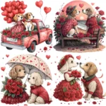 ArtJoyPrint Valentine Dog Couple Clipart