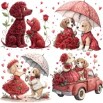 Art Joy Print Valentine Dog Couple Clipart
