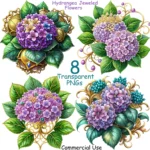 Art Joy Print Hydrangea Jeweled Flowers
