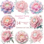 Art Joy Print Jeweled Peony Clipart