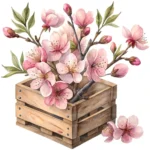 ArtJoyPrint Cherry Blossom Wooden Crate Clipart