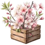 Art Joy Print Cherry Blossom Wooden Crate Clipart