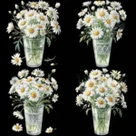 Art Joy Print Daisy Floral Bouquet in Water Glass