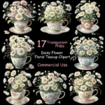 Art Joy Print Daisy Flower Floral Teacup Clipart