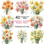 Art Joy Print Assorted Daffodil Bouquet Clipart