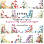 Art Joy Print Decorative Tulip Flowers Corner Clipart