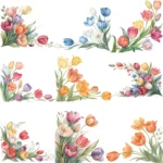 ArtJoyPrint Decorative Tulip Flowers Corner Clipart