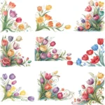 Art Joy Print Decorative Tulip Flowers Corner Clipart
