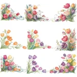 ArtJoyPrint Decorative Tulip Flowers Corner Clipart