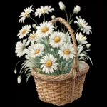 ArtJoyPrint Daisy Flower Retro Vintage Cane Basket Clipart