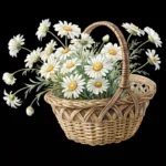 Art Joy Print Daisy Flower Retro Vintage Cane Basket Clipart