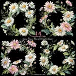 Art Joy Print Daisy Flower Floral Wreath Clipart
