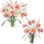 Art Joy Print Pink Daffodil Bouquet Clipart