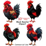Art Joy Print Black Rooster Clipart Bundle